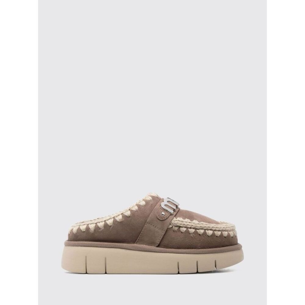 Mou Women Bounce Sheepskin Mules Mou With Contrast Stitching And Wool Lining